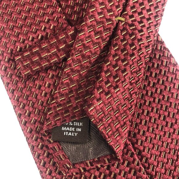 Vintage JOSEPH ABBOUD made in ITALY 100% Silk Tie Necktie Burgandy Geometric - Picture 3 of 5